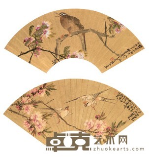 王礼 1868年;1869年作 花鸟(两幅) 镜心 18.5X52cm;19.5X52.5cm